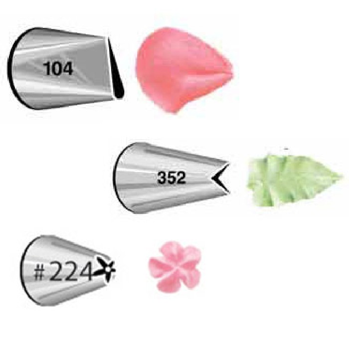 Wilton Wilton Decorating Tip Set Petal 104 Leaf 352 Flower 224