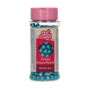 Perles craquantes de chocolat FunCakes Metallic Blue 60 g