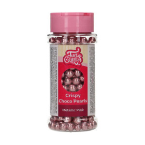 Perles craquantes de chocolat FunCakes Metallic Pink 60 g