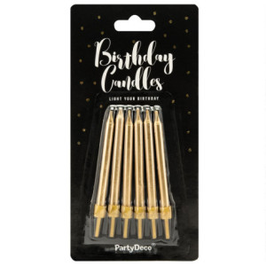 PartyDeco Gold Candles 6 cm (Pack of 6)