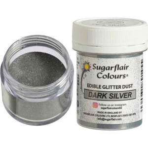 Sugarflair Edible Glitter Dark Silver 10 g