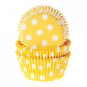 Caissette cupcake jaune pois blancs (x 50)